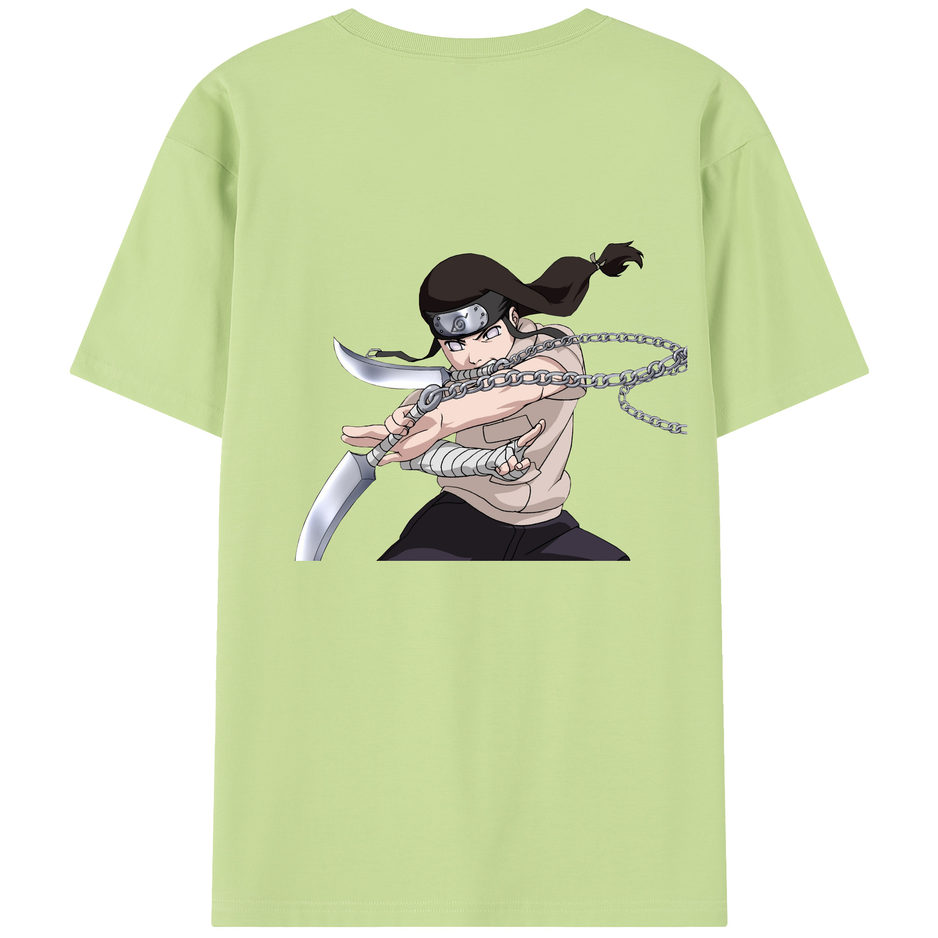 （画像用） NARUTO -ナルト- 日向ネジ Hyūga Neji 綿100％半袖Tシャツ（背面プリント）